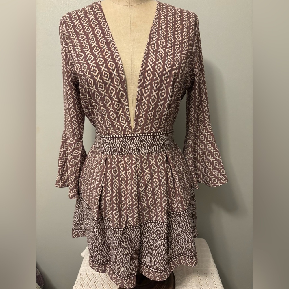 ILLA ILLA Brown and White Patterned Romper